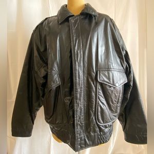 Men’s Phase 2. XL Black Leather Bomber Jacket